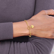 Load image into Gallery viewer, 14K Yellow Gold Polished Puff Heart Paper Clip Link 7.25&quot; Bracelet
