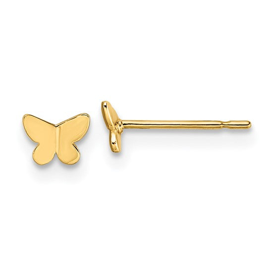 14k Yellow Gold Butterfly Post Earrings