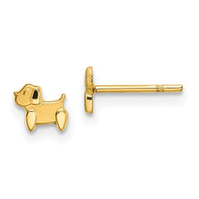 Load image into Gallery viewer, 14k Yellow Gold Polished and Satin Dog Post Earrings
