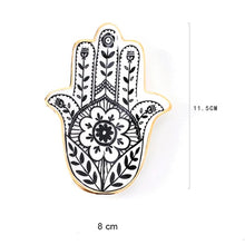 Load image into Gallery viewer, Black and White Hamsa Ceramic Trinket Dish
