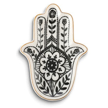 Load image into Gallery viewer, Black and White Hamsa Ceramic Trinket Dish
