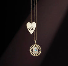 Load image into Gallery viewer, Natural Turquoise &amp; 1/6cttw Natural Diamond Evil Eye 16-18&quot; Necklace In Multiple Colors
