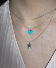 Load image into Gallery viewer, 14K White Gold Light Turquoise Enamel Heart 18&quot; Necklace
