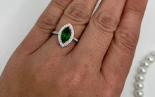 Load image into Gallery viewer, Sterling Silver Rhodium-plated Green and Clear CZ Ring, Size 7
