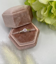 Load image into Gallery viewer, Sterling Silver Pink Round Bezel CZ Ring, Size 6
