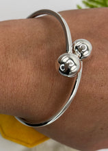 Load image into Gallery viewer, Sterling Silver Polished Ball Bypass Bangle Bracelet
