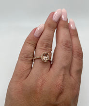 Load image into Gallery viewer, 14k Rose Gold 1ct Oval Morganite &amp; 0.20cttw Natural Diamond Halo Engagement Ring, Size 7
