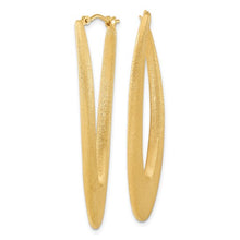 Load image into Gallery viewer, Sterling Silver Gold-plated Elongated Brushed Oval Hoops
