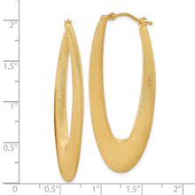 Load image into Gallery viewer, Sterling Silver Gold-plated Elongated Brushed Oval Hoops
