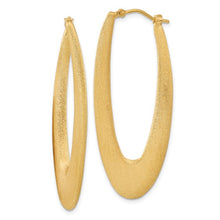 Load image into Gallery viewer, Sterling Silver Gold-plated Elongated Brushed Oval Hoops
