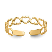 Load image into Gallery viewer, 14k Yellow Gold Open Hearts Toe Ring
