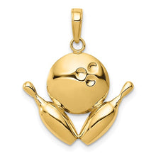 Load image into Gallery viewer, 14k Yellow Gold Diamond-Cut Bowling Theme Charm
