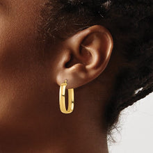 Load image into Gallery viewer, 14K Yellow Gold Polished Squared Oval Hoop Earrings
