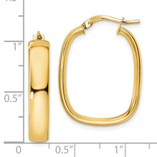 Load image into Gallery viewer, 14K Yellow Gold Polished Squared Oval Hoop Earrings
