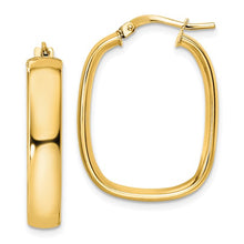 Load image into Gallery viewer, 14K Yellow Gold Polished Squared Oval Hoop Earrings
