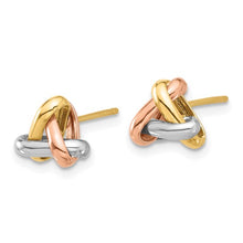 Load image into Gallery viewer, 14K Tri-color Polished Love Knot Post Earrings
