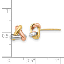 Load image into Gallery viewer, 14K Tri-color Polished Love Knot Post Earrings
