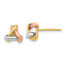 Load image into Gallery viewer, 14K Tri-color Polished Love Knot Post Earrings
