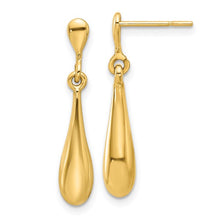 Load image into Gallery viewer, 14K Gold Polished Teardrop Post Dangle Earrings In Multiple Colors
