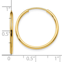 Load image into Gallery viewer, 14k Yellow Gold 1.5mm Polished Round Endless Hoop Earrings
