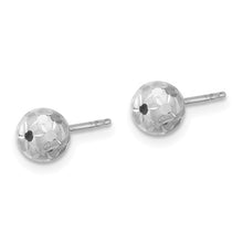 Load image into Gallery viewer, 14K White Gold Polished/Satin and Diamond-cut Ball Post Earrings
