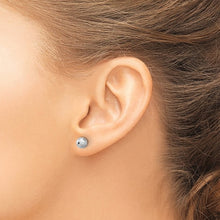 Load image into Gallery viewer, 14K White Gold Polished/Satin and Diamond-cut Ball Post Earrings
