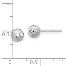 Load image into Gallery viewer, 14K White Gold Polished/Satin and Diamond-cut Ball Post Earrings
