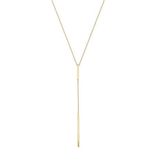 Load image into Gallery viewer, 14K Yellow Gold Polished Y-drop Bar with 1&quot; ext. 16&quot; Necklace
