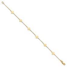 Load image into Gallery viewer, 14k Yellow Gold Polished Cross 7.5&quot; Bracelet
