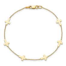 Load image into Gallery viewer, 14k Yellow Gold Polished Cross 7.5&quot; Bracelet
