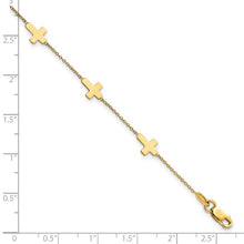 Load image into Gallery viewer, 14k Yellow Gold Polished Cross 7.5&quot; Bracelet
