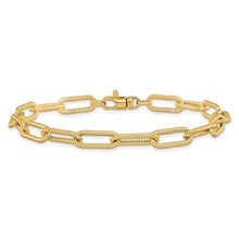 Load image into Gallery viewer, 14k Polished Textured Oval Link 7.5&quot; Bracelet

