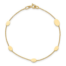 Load image into Gallery viewer, 14K Yellow Gold Polished Oval Discs Station 7&quot; Bracelet
