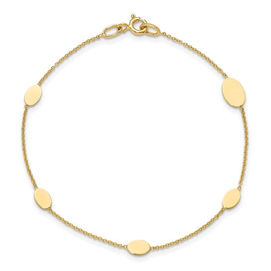 14K Yellow Gold Polished Oval Discs Station 7