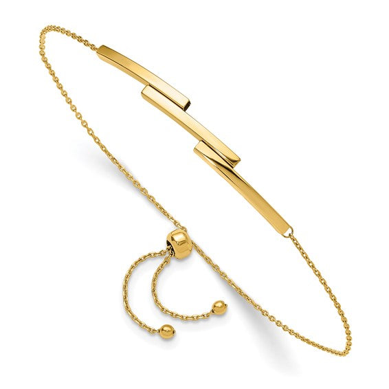 14K Yellow Gold Polished Bar Adjustable Bracelet