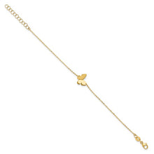 Load image into Gallery viewer, 14K Yellow Gold Polished Butterfly Charm with 1&quot; ext. 6.25&quot; Bracelet
