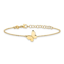 Load image into Gallery viewer, 14K Yellow Gold Polished Butterfly Charm with 1&quot; ext. 6.25&quot; Bracelet
