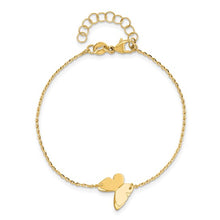 Load image into Gallery viewer, 14K Yellow Gold Polished Butterfly Charm with 1&quot; ext. 6.25&quot; Bracelet
