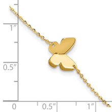 Load image into Gallery viewer, 14K Yellow Gold Polished Butterfly Charm with 1&quot; ext. 6.25&quot; Bracelet
