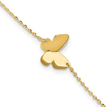 Load image into Gallery viewer, 14K Yellow Gold Polished Butterfly Charm with 1&quot; ext. 6.25&quot; Bracelet
