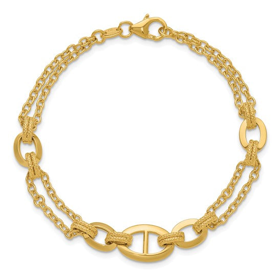 14K Yellow Gold Polished Multi-strand Fancy Link 7.5