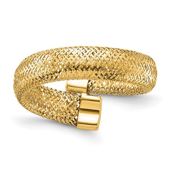 14K Yellow Gold Mesh Bypass Stretch Ring