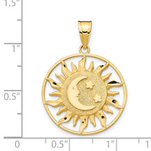 Load image into Gallery viewer, 14k Yellow Gold Diamond-cut Sun with Moon and Stars Charm
