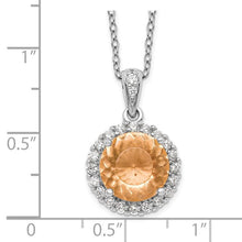 Load image into Gallery viewer, Sterling Silver Rhodium-plated Peach and Clear CZ with 2&quot; ext Necklace
