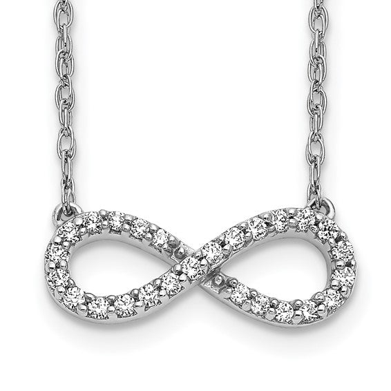 14k White Gold Polished Diamond Infinity Symbol 18