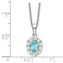 Load image into Gallery viewer, 14K White Gold Lab Grown Diamond and Lab Created Paraiba Pendant 18&quot; Necklace
