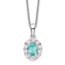 Load image into Gallery viewer, 14K White Gold Lab Grown Diamond and Lab Created Paraiba Pendant 18&quot; Necklace
