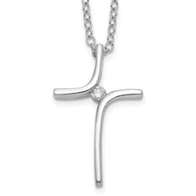 Load image into Gallery viewer, 10k White Gold 0.03ct Natural Diamond Cross 18&quot; Necklace
