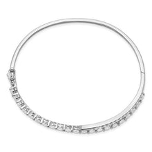 Load image into Gallery viewer, Sterling Silver Rhodium-plated Criss Cross CZ Hinged Bangle
