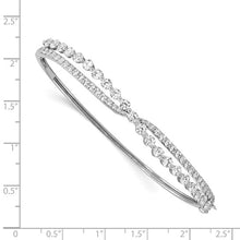 Load image into Gallery viewer, Sterling Silver Rhodium-plated Criss Cross CZ Hinged Bangle
